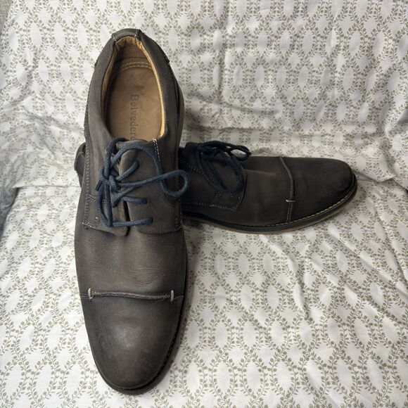 Belvedere Paris Stone Brown Cap Toe Leather Lace Up Dress Shoes Size 10.5D